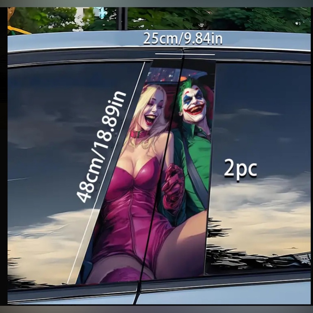Car Window Sunshade with Joker and Harley Quinn Design